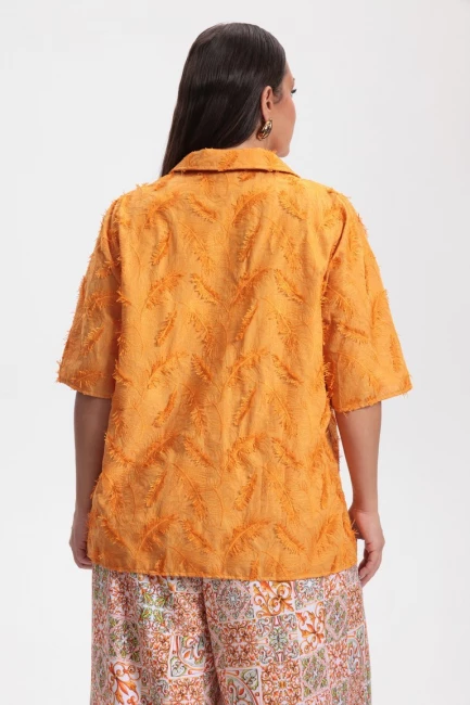 Оранжевая блузка из шитья – фото – Plus Size 50–64 – Моно-Стиль