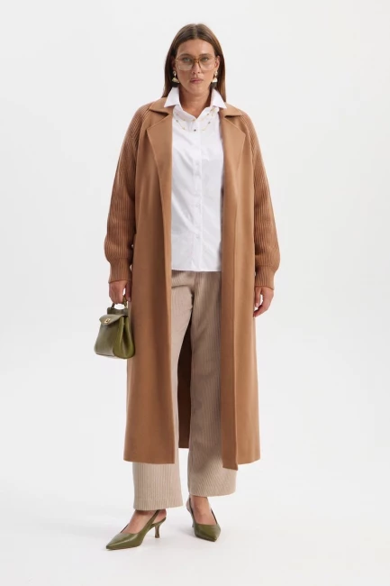 Комбинированное пальто с добавлением кашемира – фото – Plus Size 50–64 – Моно-Стиль