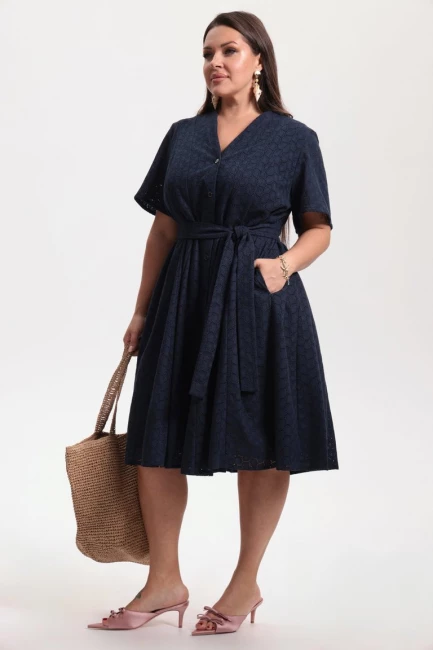 Платье на пуговицах из шитья – фото – Plus Size 50–64 – Моно-Стиль