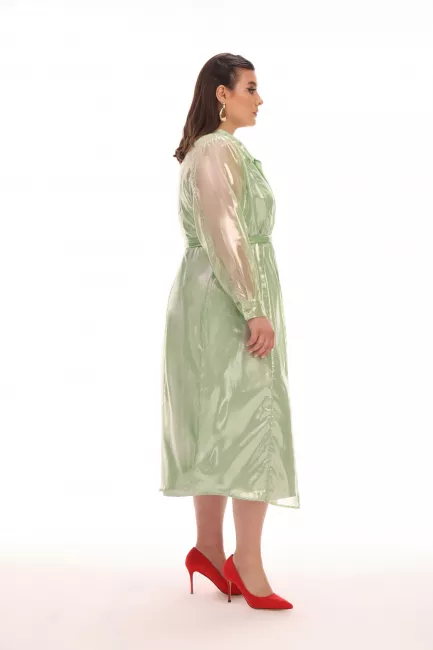 Платье рубашка из оливкового шифона