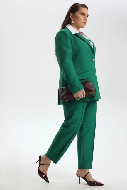 Брюки сигареты из зеленой поливискозы