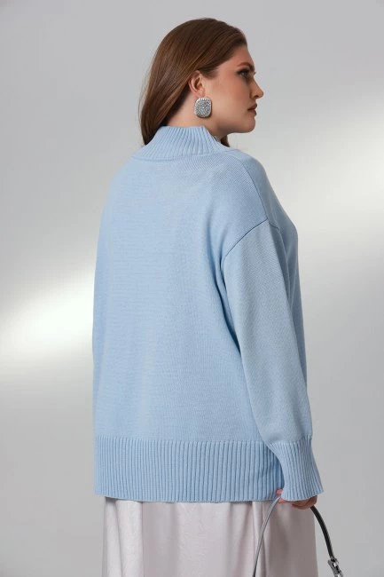 Голубой джемпер relaxed fit из вязаного смесового хлопка