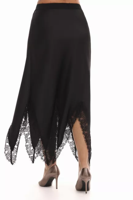 Юбка из поливискозы с кружевом и подкладкой