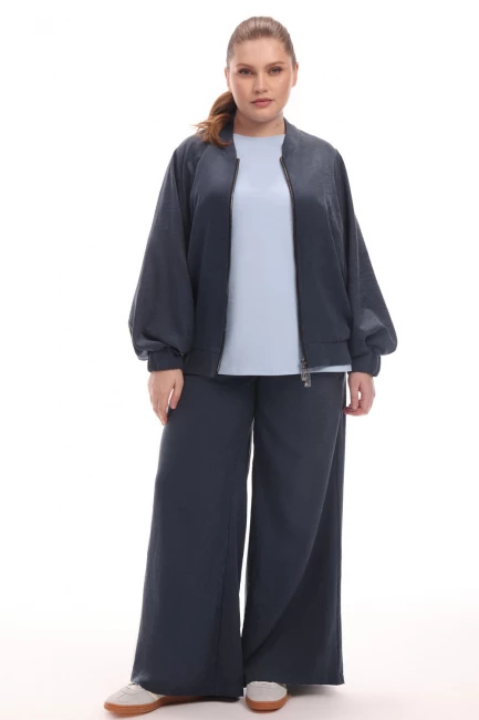 Брюки палаццо из вискозного шелка с тач-эффектом