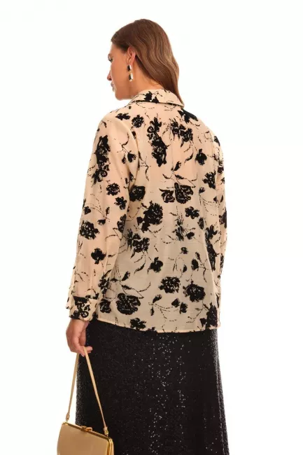 Блузка с набивным бархатным принтом