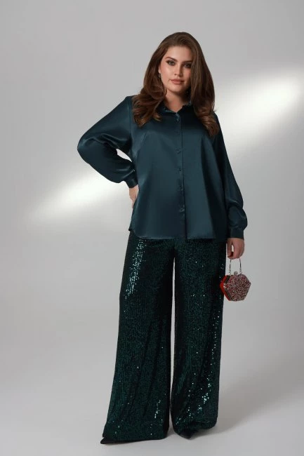 Брюки палаццо на подкладке с пайетками