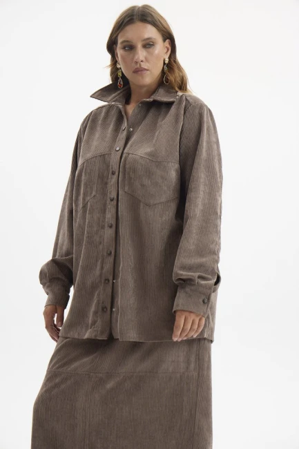 Куртка рубашка из вельвета – фото – Plus Size 50–64 – Моно-Стиль