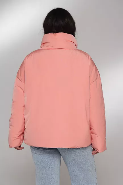 Куртка пуховик из водоотталкивающей ткани кораллового цвета