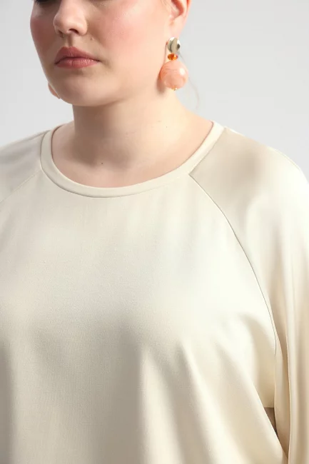 Свитшот из трикотажа с комбинированным рукавом