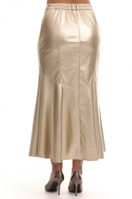 Юбка годе из тисненой экокожи