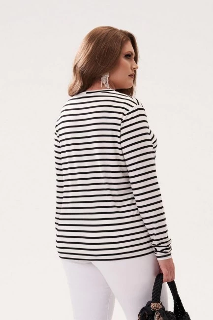 Черно-белый трикотажный лонгслив regular fit