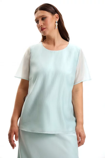 Блузка с коротким рукавом из тенселя на подкладке