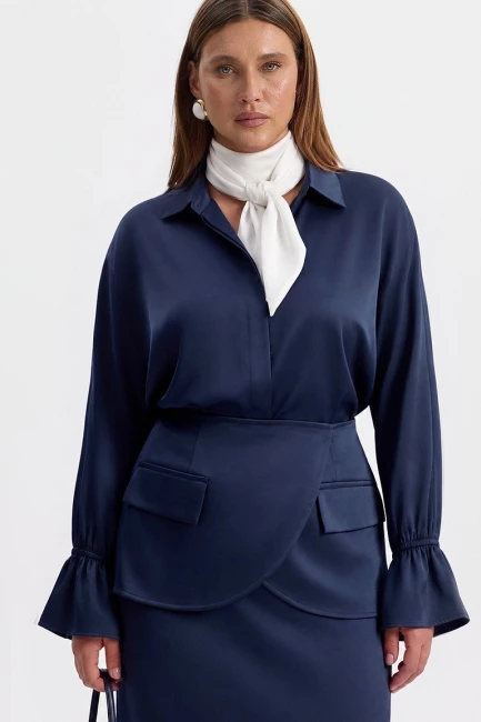 Блузка из поливискозы с цельнокроеным рукавом – фото – Plus Size 50–64 – Моно-Стиль