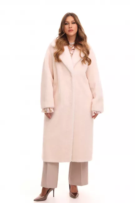 Меховая шуба из 100% шерсти мериноса на кнопках