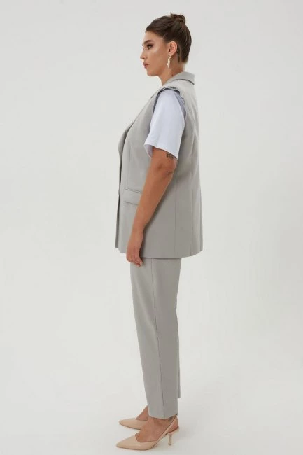 Брюки слаксы из серого хлопка