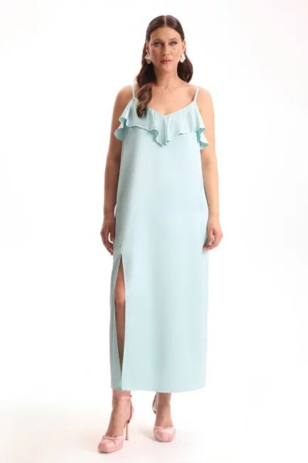 Платье из поливискозы с воланом на груди