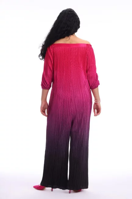 Комбинезон в мелкую гофрировку с градиентом