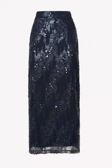 Юбка карандаш с пайетками и шелковой подкладкой