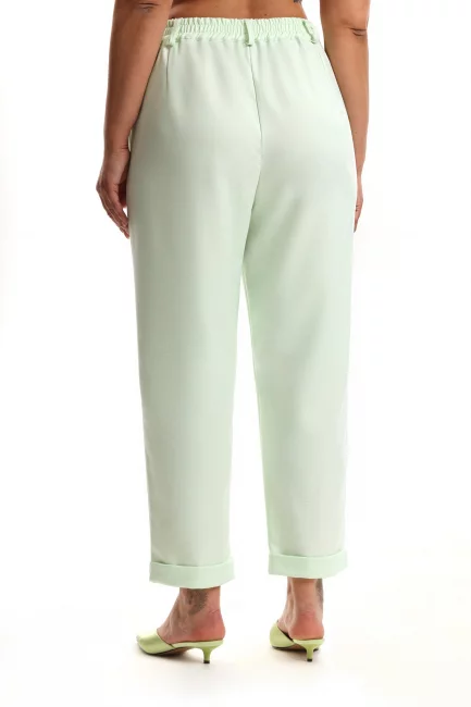 Брюки с подворотом из хлопка с добавлением льна