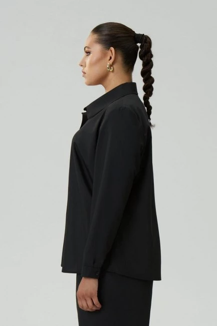 Черная рубашка relaxed fit из смесового хлопка