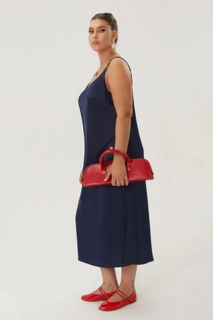 Платье слип темно-синего цвета без подкладки