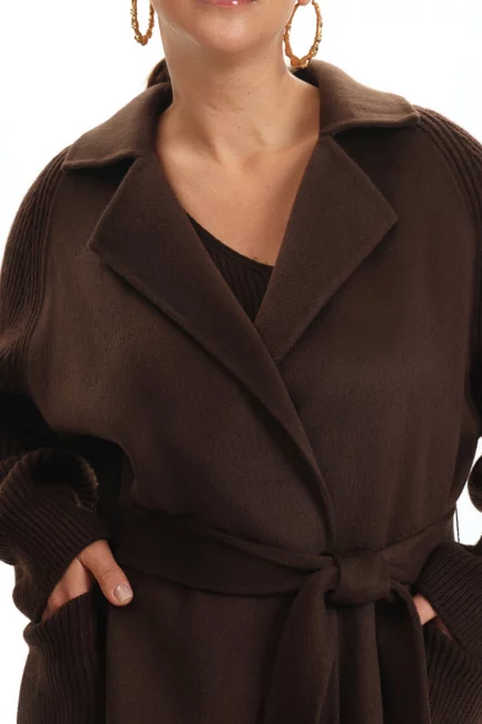 Комбинированное пальто из шерсти и кашемира – фото – Plus Size 50–64 – Моно-Стиль