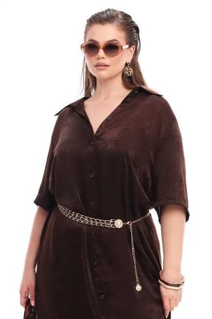 Платье макси на пуговицах с блеском