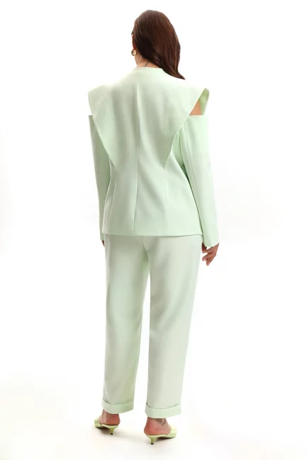 Брюки с подворотом из хлопка с добавлением льна