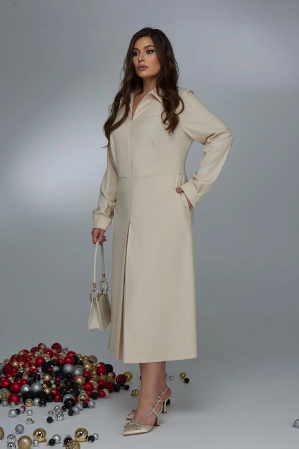 Платье на молнии с отложным воротником