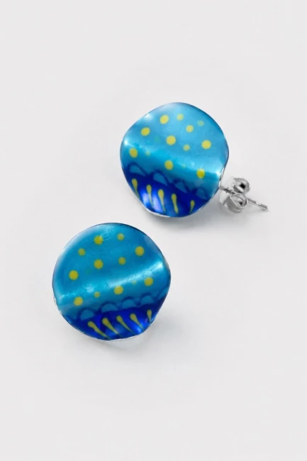 Серьги Круг синий – фото – Plus Size 50–64 – Моно-Стиль