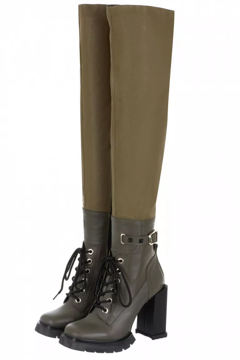 Ботфорты на шнуровке цвета хаки Ботфорты на шнуровке цвета хаки