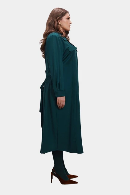 Платье рубашка из облегченной костюмной ткани – фото – Plus Size 50–64 – Моно-Стиль