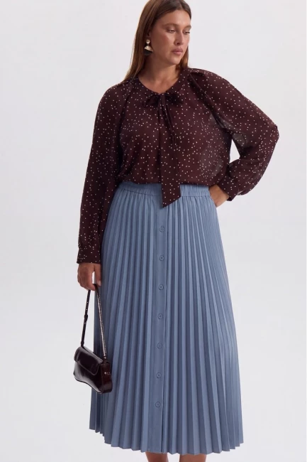 Юбка плиссе макси голубого цвета – фото – Plus Size 50–64 – Моно-Стиль