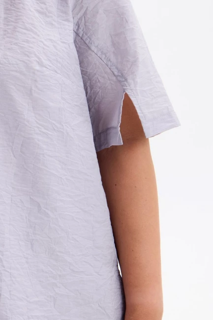 Блузка из жатого серого хлопка – фото – Plus Size 50–64 – Моно-Стиль