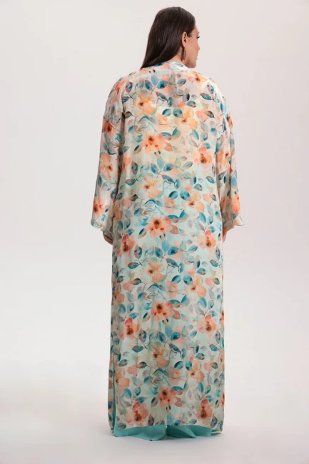 Кардиган парео из поливискозы с синим принтом – фото – Plus Size 50–64 – Моно-Стиль