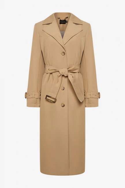 Тренч с кастомными деталями бежевого цвета