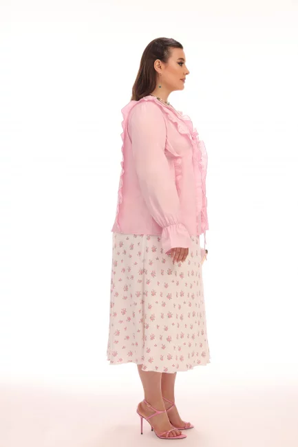 Блузка с завязками из хлопка – фото – Plus Size 50–64 – Моно-Стиль