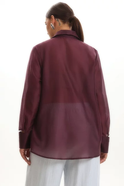 Блузка из тенселя с модельным воротником