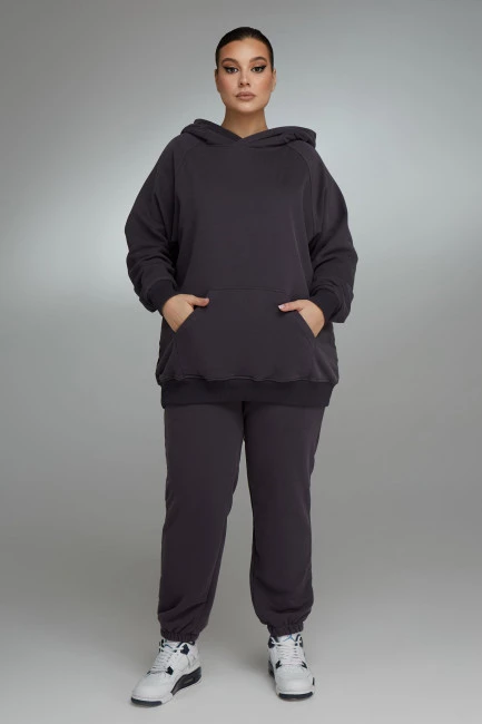Трикотажное худи relaxed fit в оттенке графит