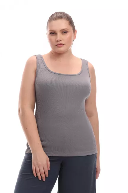Топ в рубчик серого цвета