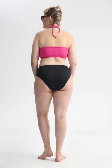 Топ бра халтер из ткани в рубчик со вставками сетка