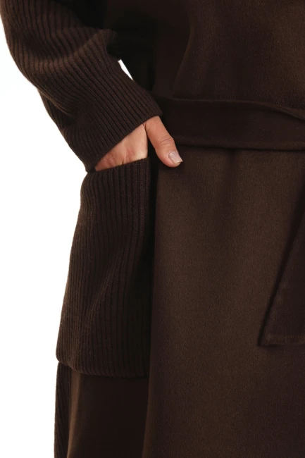 Комбинированное пальто из шерсти и кашемира – фото – Plus Size 50–64 – Моно-Стиль