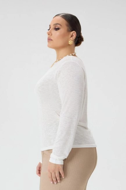 Лонгслив regular fit из белого органического трикотажа