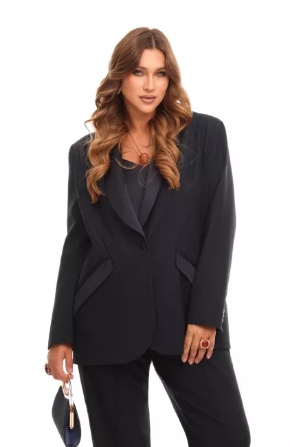 Женский жакет с шелковыми лацканами в стиле смокинга