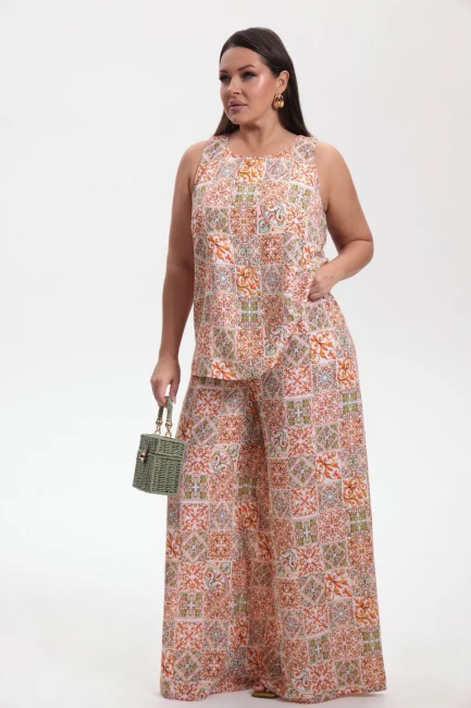 Топ американка с драпировкой на спинке и принтом – фото – Plus Size 50–64 – Моно-Стиль