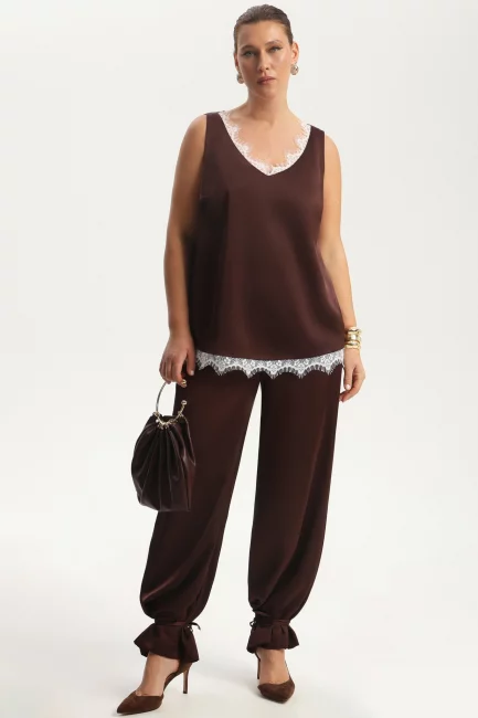 Брюки палаццо из поливискозы с завязками энкл тай