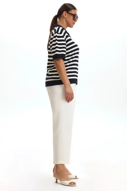 Джемпер поло в полоску с коротким рукавом