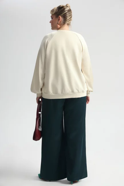 Свитшот из трикотажа с комбинированным рукавом