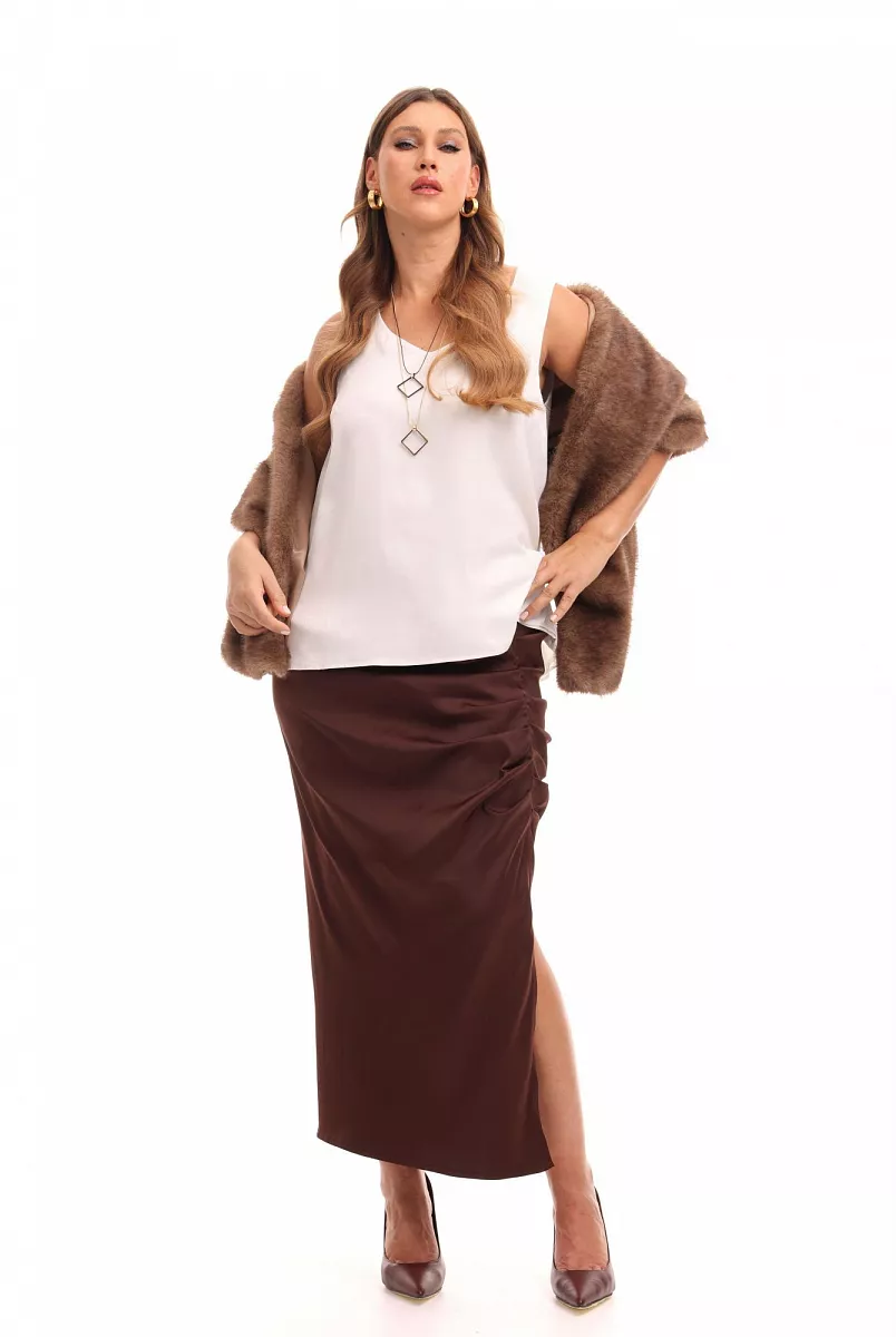 Шелковая юбка макси с боковой драпировкой Шелковая юбка макси с боковой драпировкой