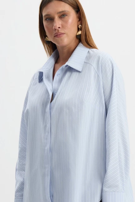 Блузка с принтом райе и рукавом реглан – фото – Plus Size 50–64 – Моно-Стиль